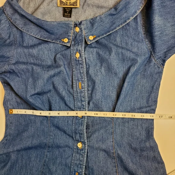 Express vintage long sleeve denim shirt sz 9 - Picture 6 of 9